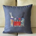 Bunny and Wine Print Decorative Pillow
